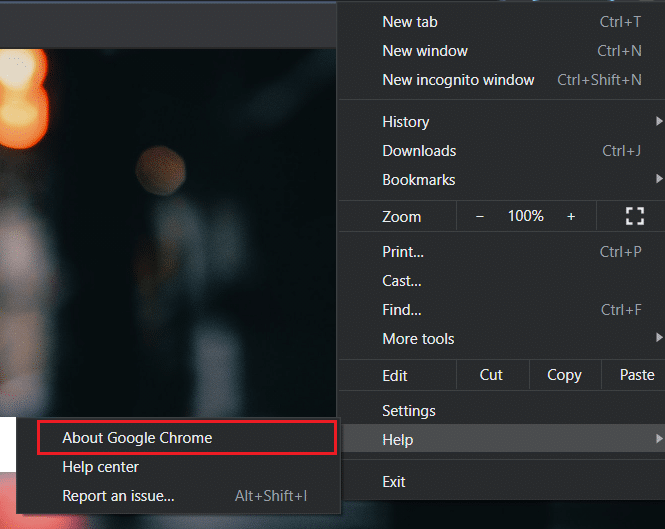 Accesați secțiunea Ajutor și selectați Despre Google Chrome