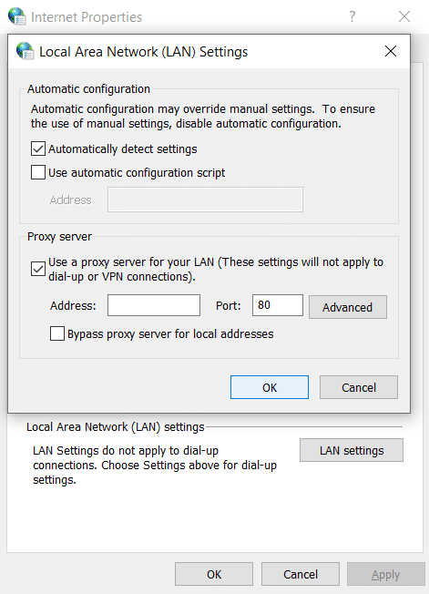 Opțiunea Detectare automată a setărilor este bifată. După ce ați terminat, faceți clic pe butonul OK