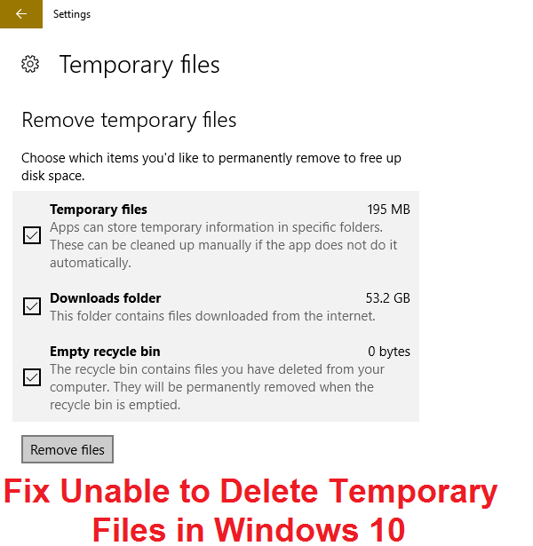 Исправить невозможность удаления временных файлов в Windows 10