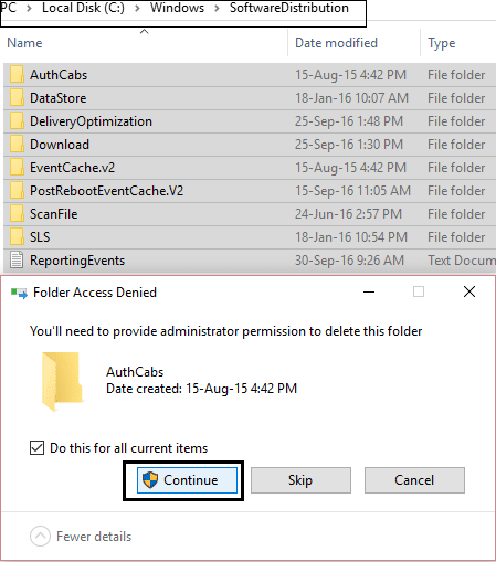удалить все внутри папки softwaredistribution
