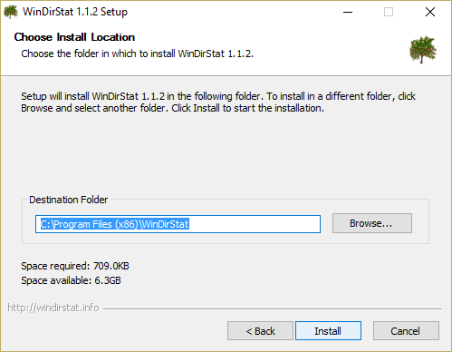 Установите WinDirStat (статистика каталога Windows)