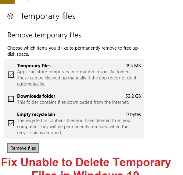 Исправить невозможность удаления временных файлов в Windows 10