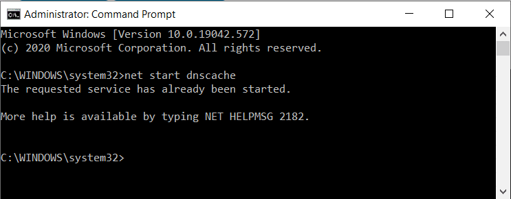 Net Start DNS Önbelleği