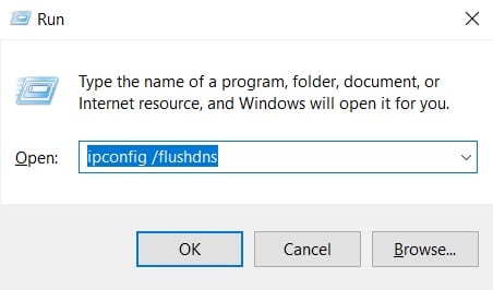 Kutuya ipconfig flushdns yazın ve Tamam | DNS Önbelleğini Temizleyin ve Sıfırlayın