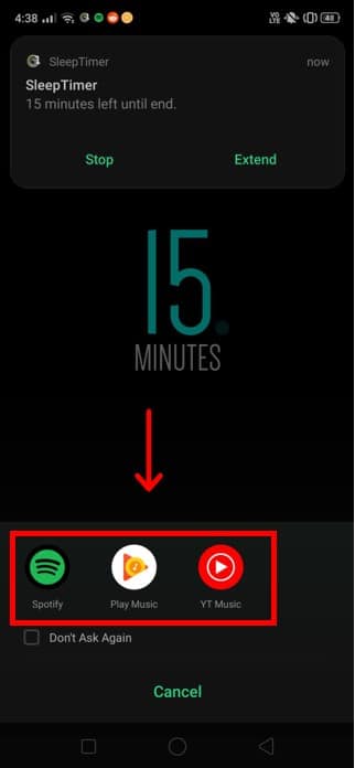 Uygulama bir bilgi istemi sunacaktır. birini seç