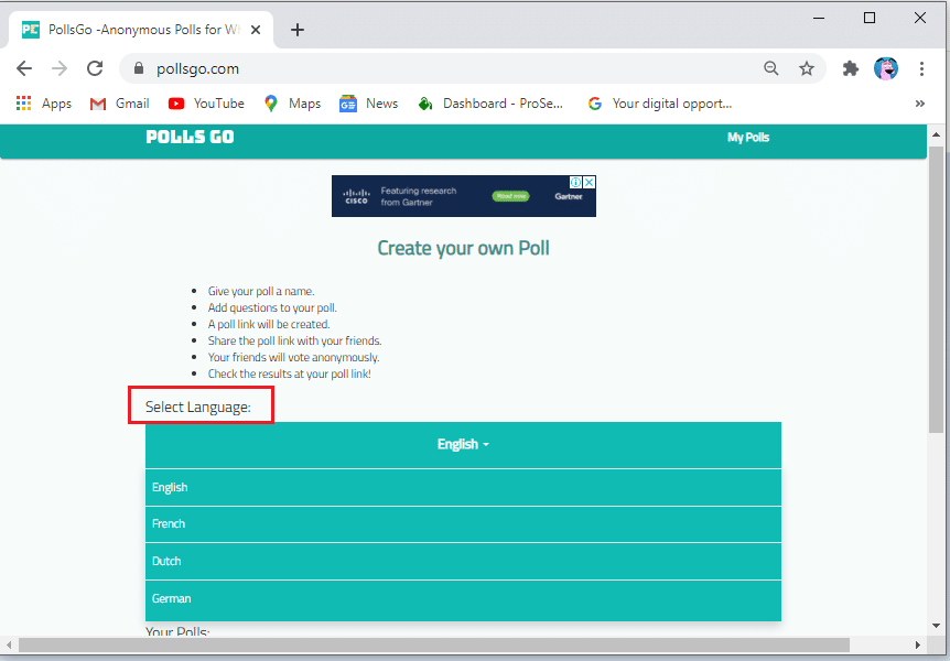 投票の質問の言語を選択します。 | Snapchatで投票を行う方法