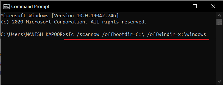 Execute o seguinte comando | Como reparar ou corrigir um disco rígido corrompido usando o CMD?