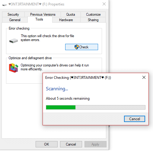 Verifique se há erros no disco usando o comando chkdsk