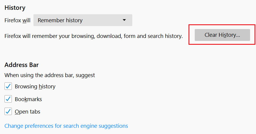 Geçmişi Temizle düğmesine tıklayın, yeni bir pencere açılacaktır