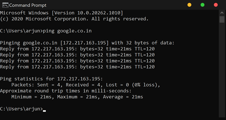 Aşağıdaki komutu yazın ping google.com | Fix Sitesine Ulaşılamıyor, Sunucu IP'si Bulunamadı