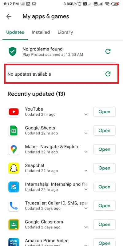 Instagram için bir güncelleme varsa, güncellemeye dokunabilirsiniz.