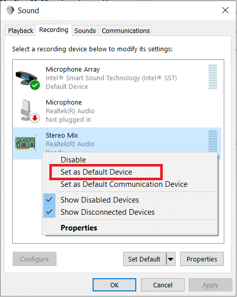 選擇設置為默認設備