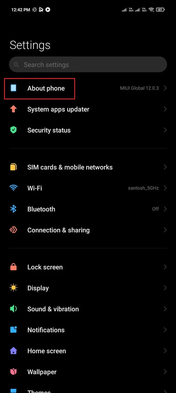 Telefon hakkında seçeneğine dokunun. | Pokemon Go'yu Hareket Etmeden Oynayın