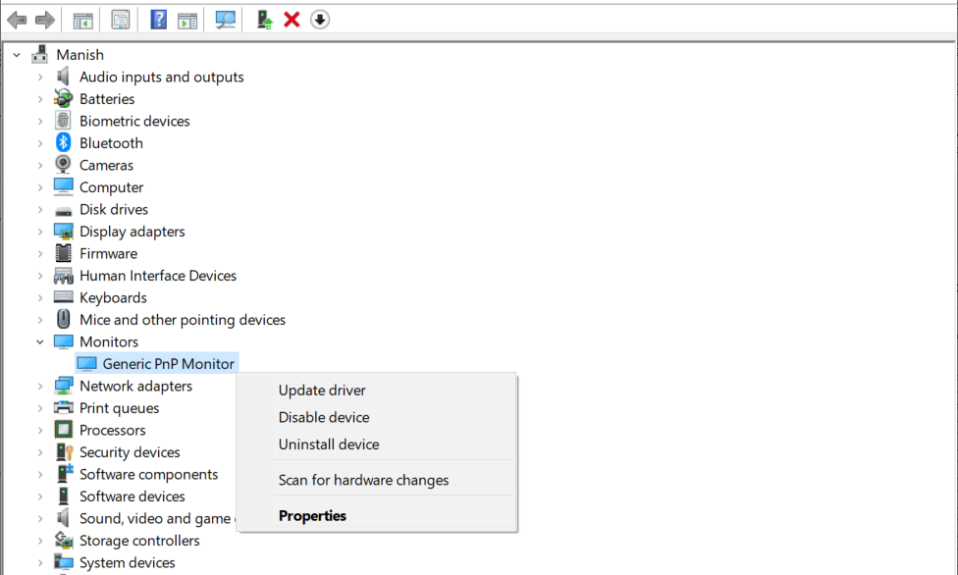 Windows 10'da Genel PnP Monitör Sorununu Düzeltin