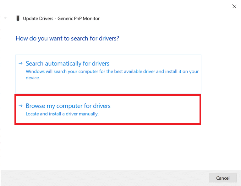 Sürücüler için bilgisayarıma gözat'a tıklayın.