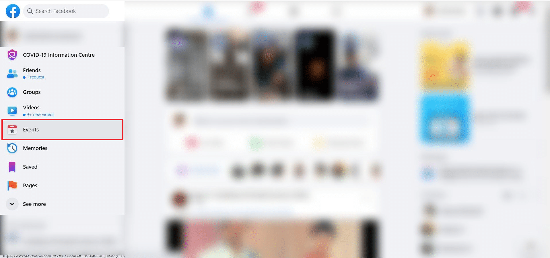 você poderá visualizar uma guia de eventos. Clique nisso.