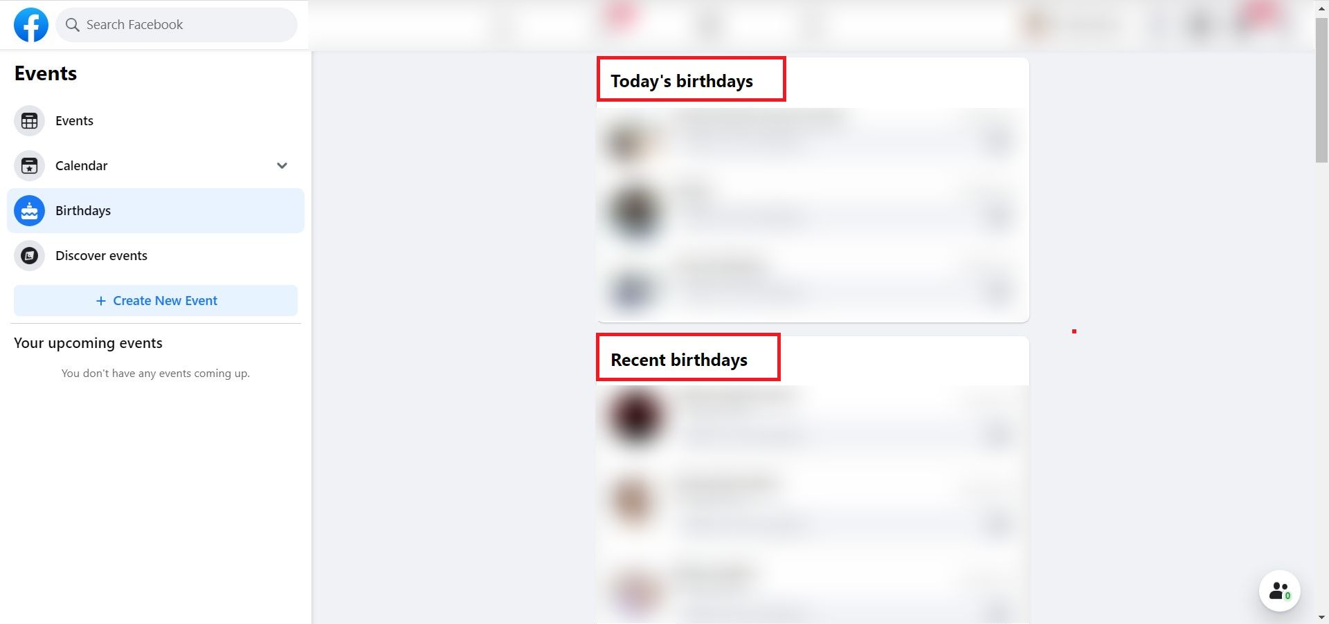 Seção de aniversários recentes.