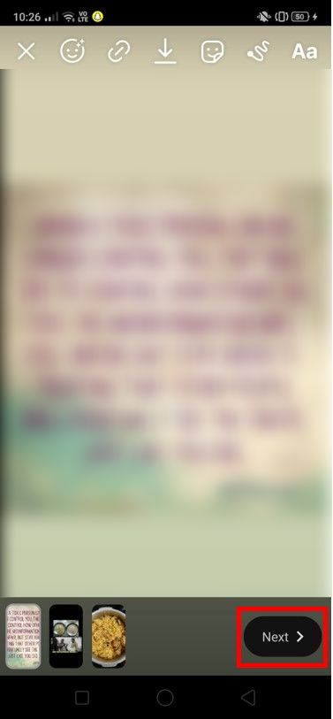 tek tek hikayelerin bir önizlemesini görüntülemek için sonraki düğmeye dokunun