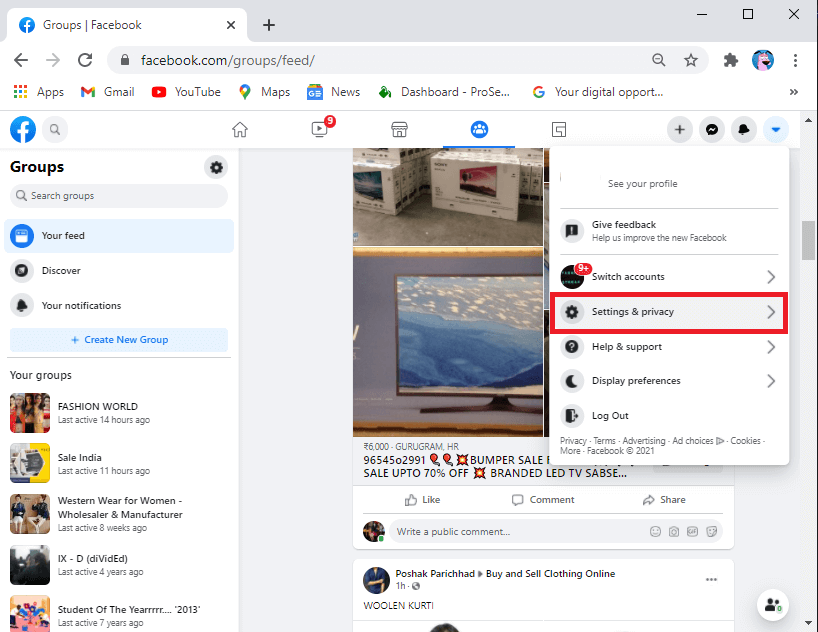 [設定とプライバシー]に移動します。