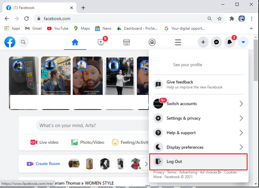 アカウントからログアウトするには、[ログアウト]をクリックします。
