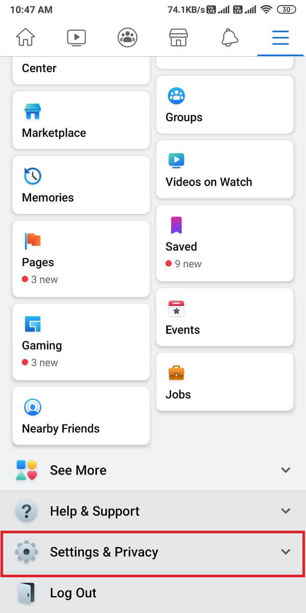 [設定とプライバシー]に移動します。