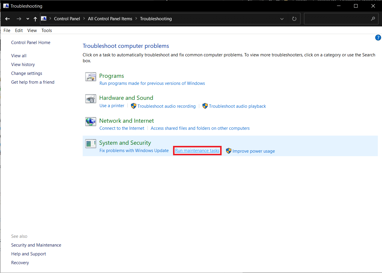 Bakım görevlerini çalıştırın