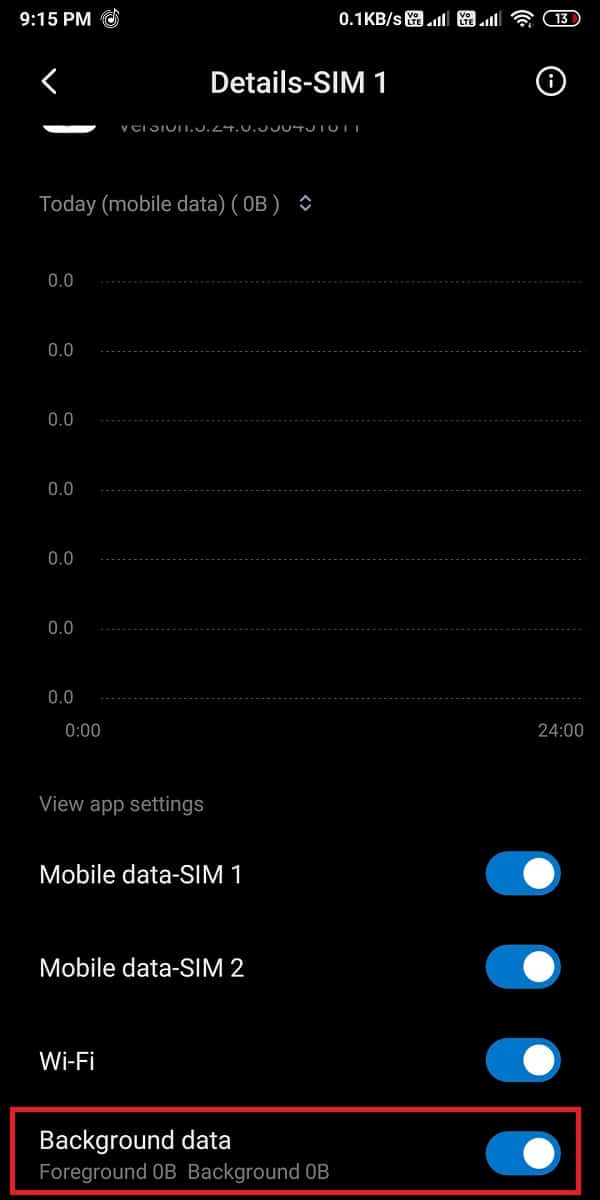 確保“背景數據”的切換開關處於打開狀態。 |修復 Gmail 排隊和失敗錯誤