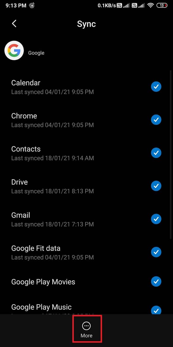 點擊屏幕底部的“更多”。 |修復 Gmail 排隊和失敗錯誤