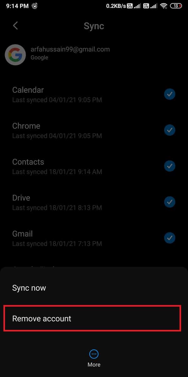 點擊“刪除帳戶”