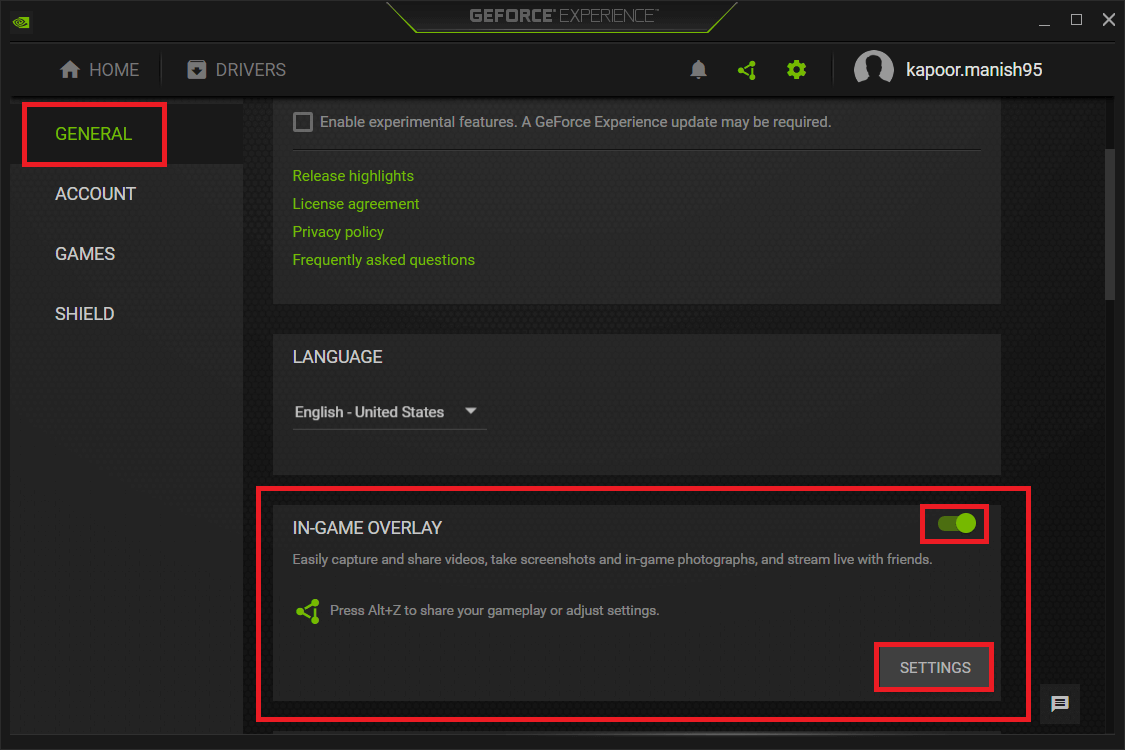 Ayarlarda Bindirmeler'e gidin. | Oyunlarda FPS'yi kontrol edin