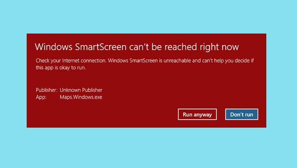Windows SmartScreen ne peut pas être atteint en ce moment