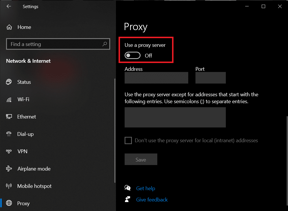 désactivez le commutateur "Utiliser un serveur proxy" dans la configuration manuelle du proxy. | Correction : Windows SmartScreen ne peut pas être atteint pour le moment