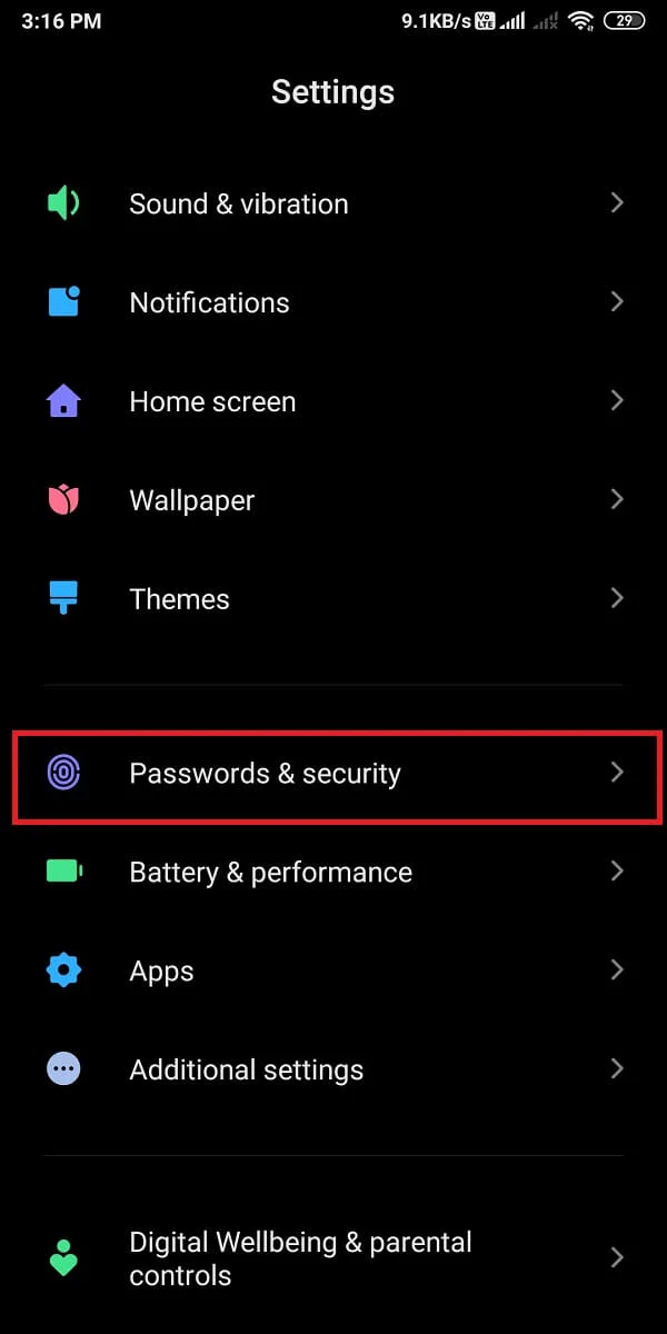 rendez-vous dans la section "Sécurité" ou "Mots de passe et sécurité".