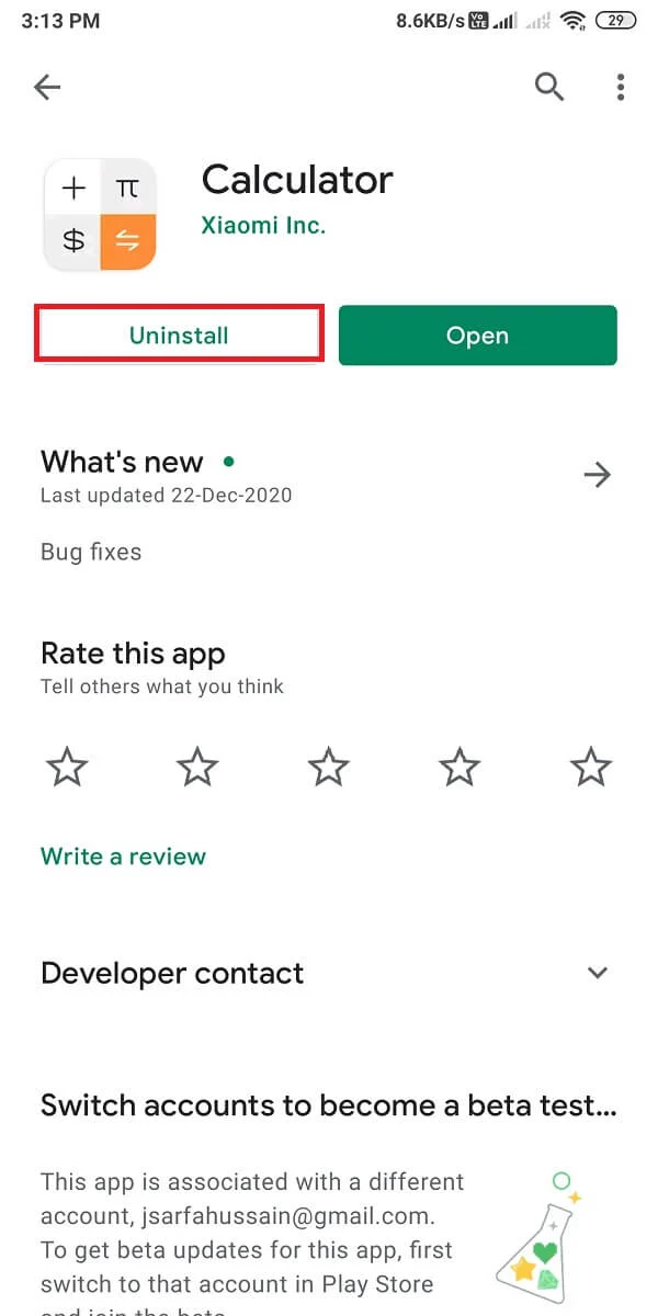 appuyez sur "Désinstaller" pour supprimer l'application de votre téléphone.