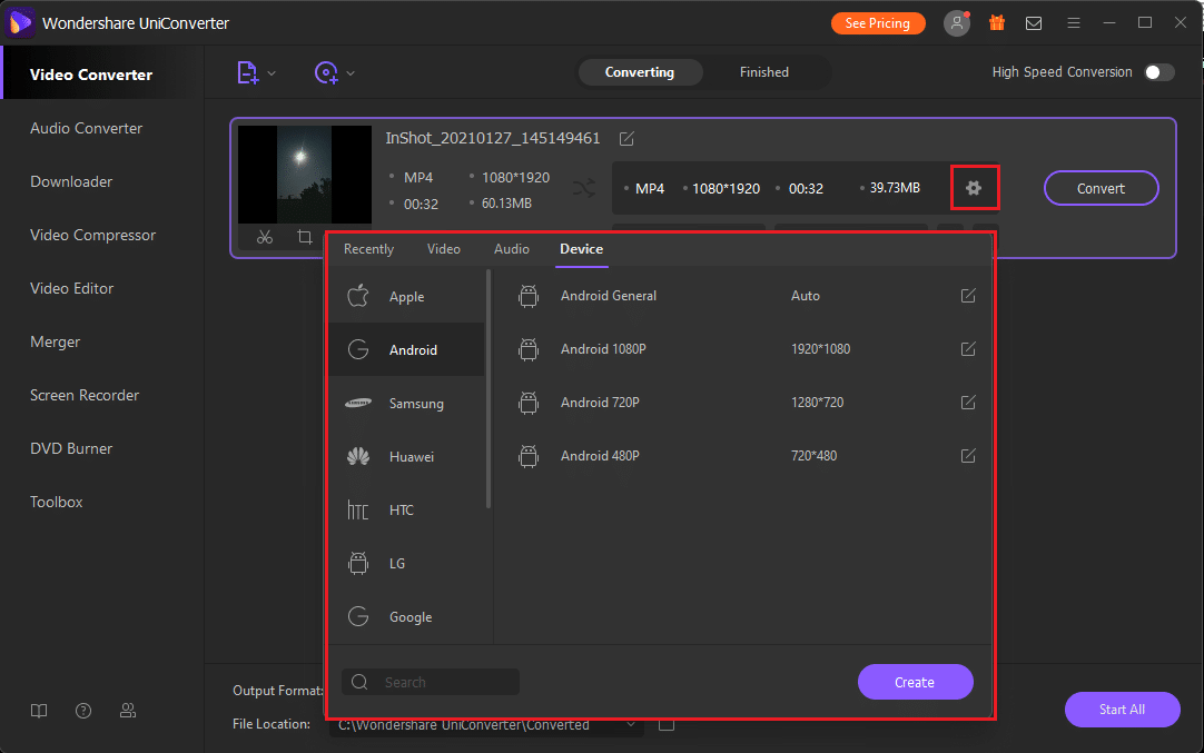 vous pouvez facilement sélectionner l'appareil que vous voulez | Comment envoyer de gros fichiers vidéo sur Whatsapp