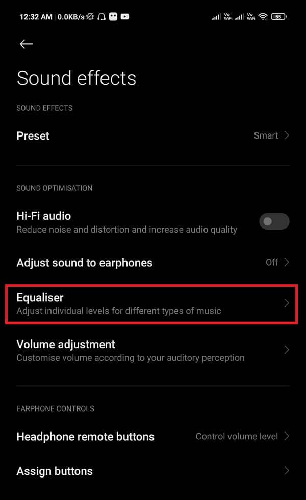 Tapez sur Egaliseur | Comment augmenter le volume des appels sur un téléphone Android