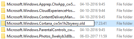 Удалите или переименуйте папку Microsoft.Windows.Cortana_cw5n1h2txyewy.