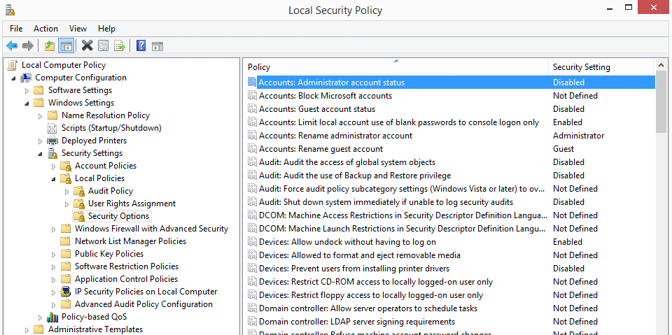 Double-cliquez sur l'état du compte Administrateur de comptes | Activer ou désactiver le compte administrateur sur l'écran de connexion dans Windows 10