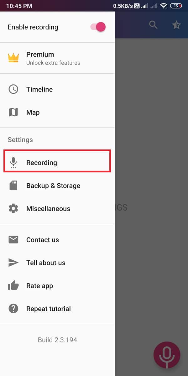 atingeți „Înregistrare”.