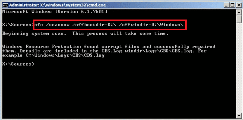 sfc /scannow /offbootdir=C:\ /offwindir=C:\Windows\ | Correctif : le fichier de données de configuration de démarrage ne contient pas d'informations valides