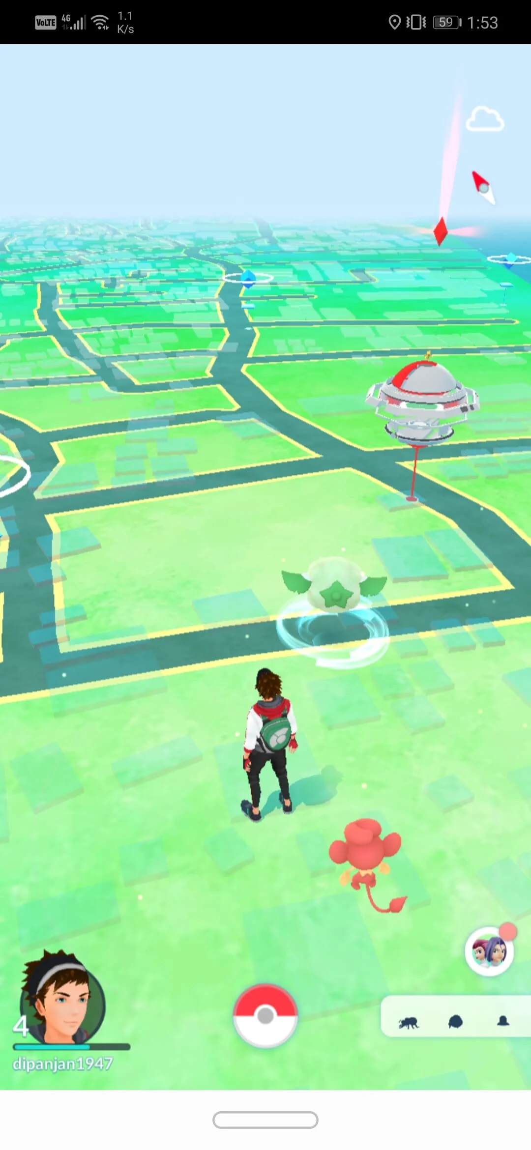 appuyez sur le bouton Pokeball en bas au centre de l'écran.