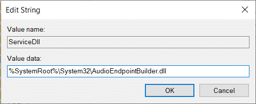 Înlocuiți valoarea implicită a ServiceDLL cu aceasta