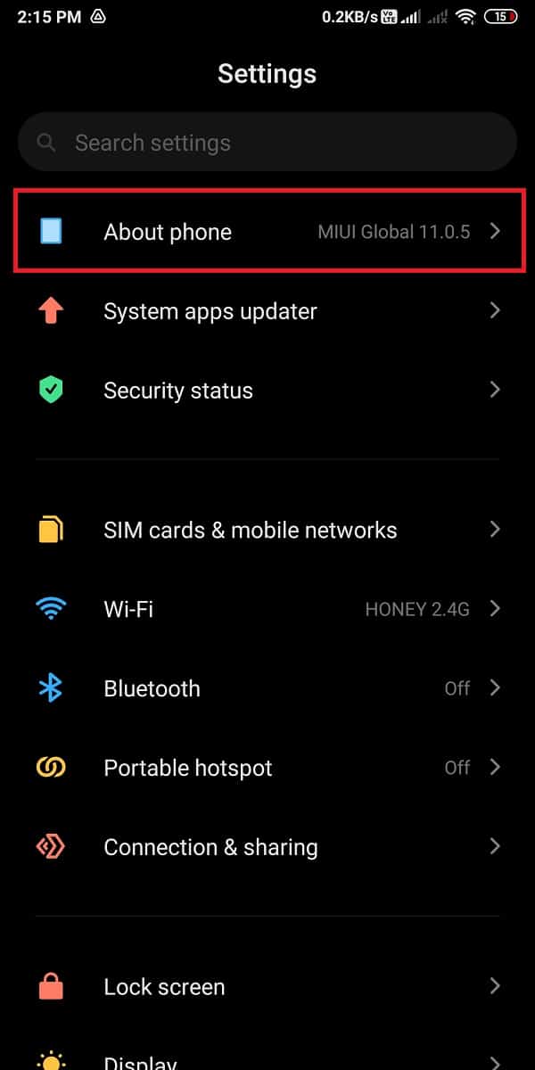 Accédez à « À propos du téléphone » | Correction de l'impossibilité de télécharger des applications sur votre téléphone Android