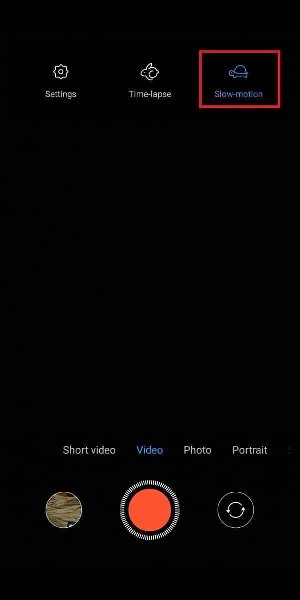 Recherchez l'option Ralenti dans l'option Caméra vidéo par défaut. | Comment enregistrer des vidéos au ralenti sur n'importe quel téléphone Android ?