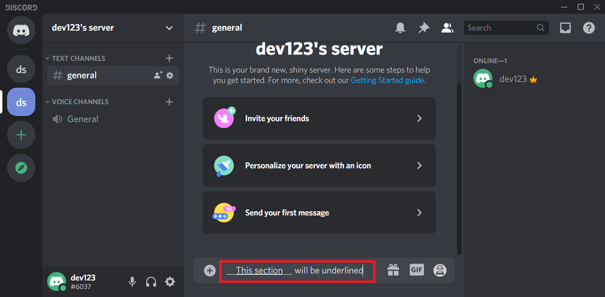 Soulignez votre texte dans Discord |