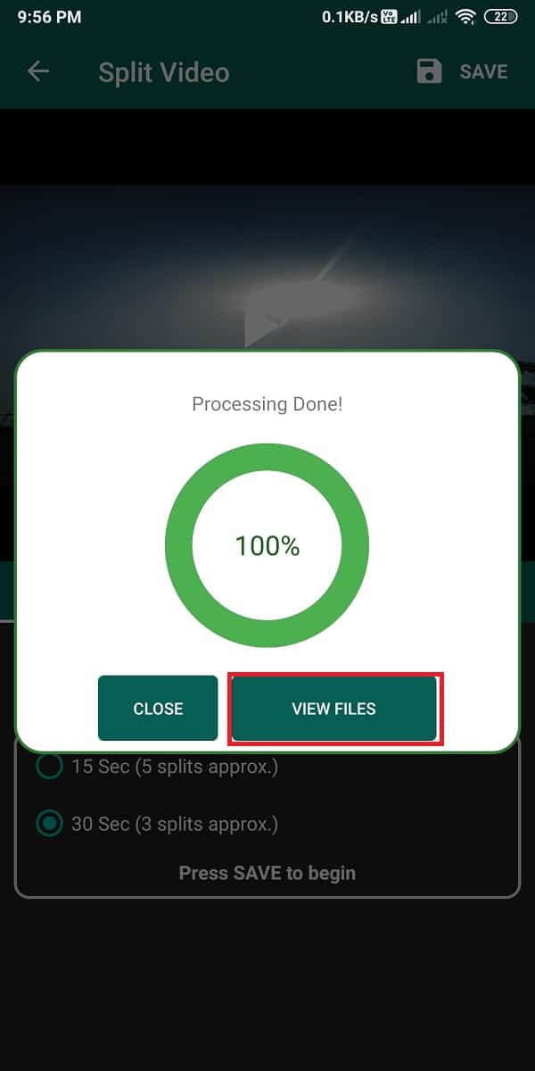 Acum atingeți „Vizualizați fișierele” pentru a verifica clipurile scurte pe care aplicația le-a împărțit pentru dvs.
