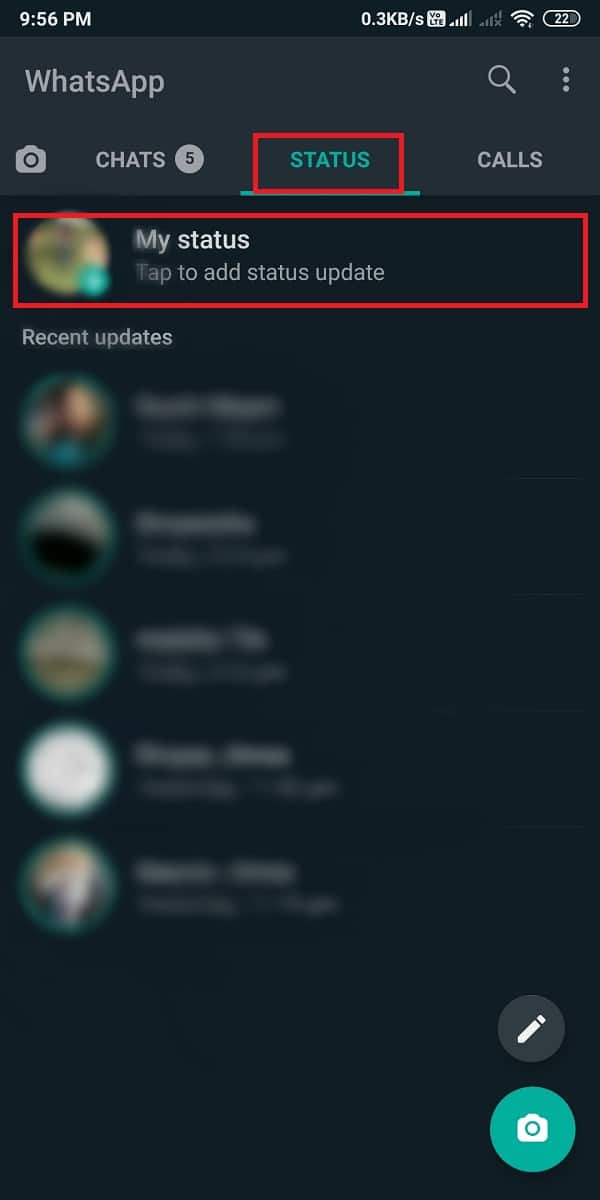 Accesați secțiunea Stare și atingeți „statutul meu”.