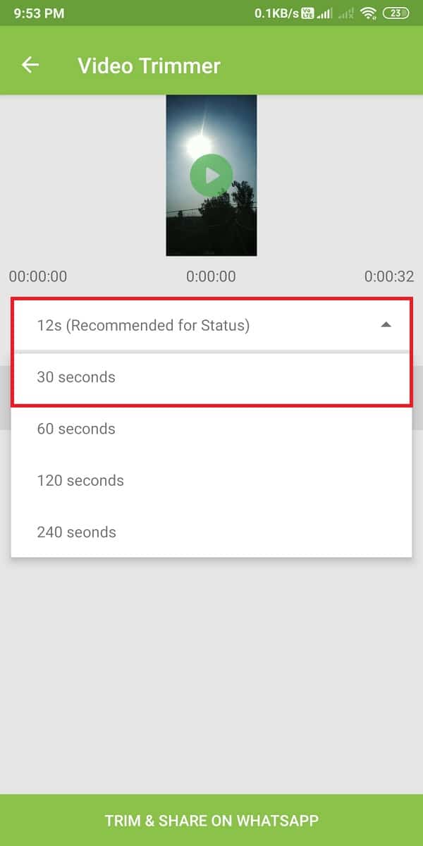 atingeți durata de sub videoclip | Cum să postezi sau să încarci un videoclip lung pe starea Whatsapp?
