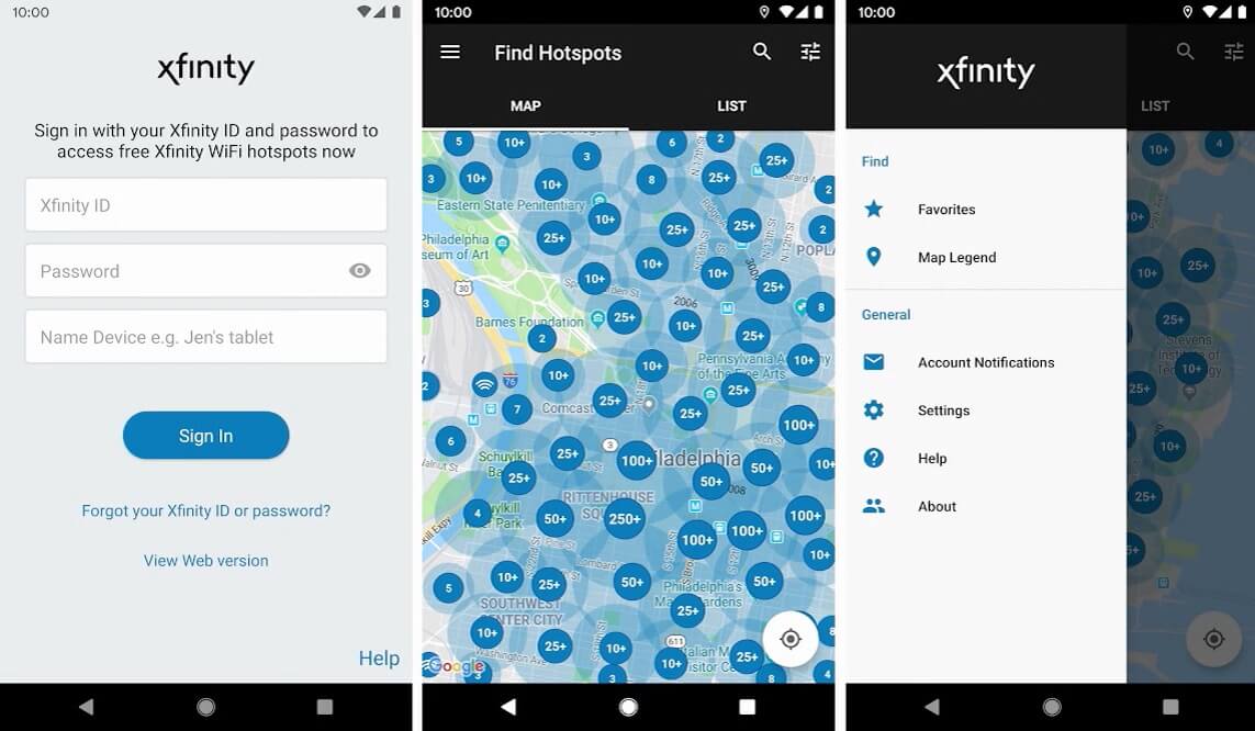 نقاط اتصال Xfinity Wi-Fi