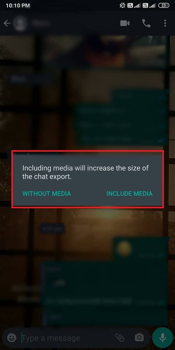 option pour inclure des médias dans votre pièce jointe | Restaurer la sauvegarde Whatsapp de Google Drive vers l'iPhone